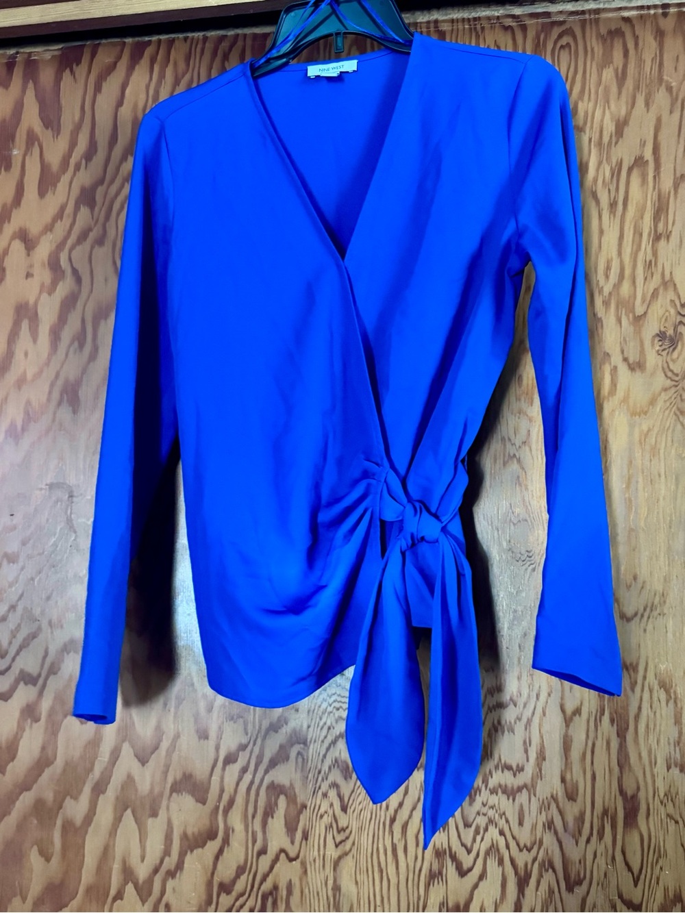 Nine West Cobalt Blue Wrap Tie Blouse